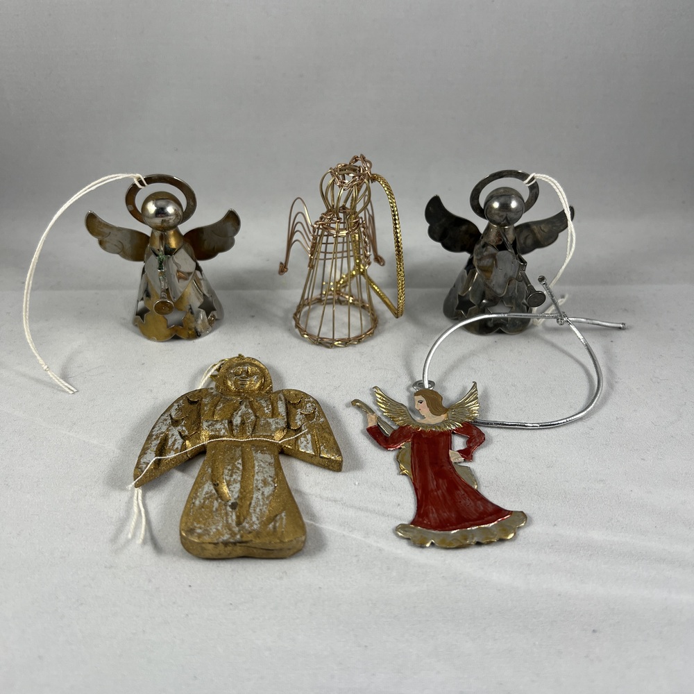 5 Angel Christmas Ornaments Mixed Metal Assorted Holiday Collectible